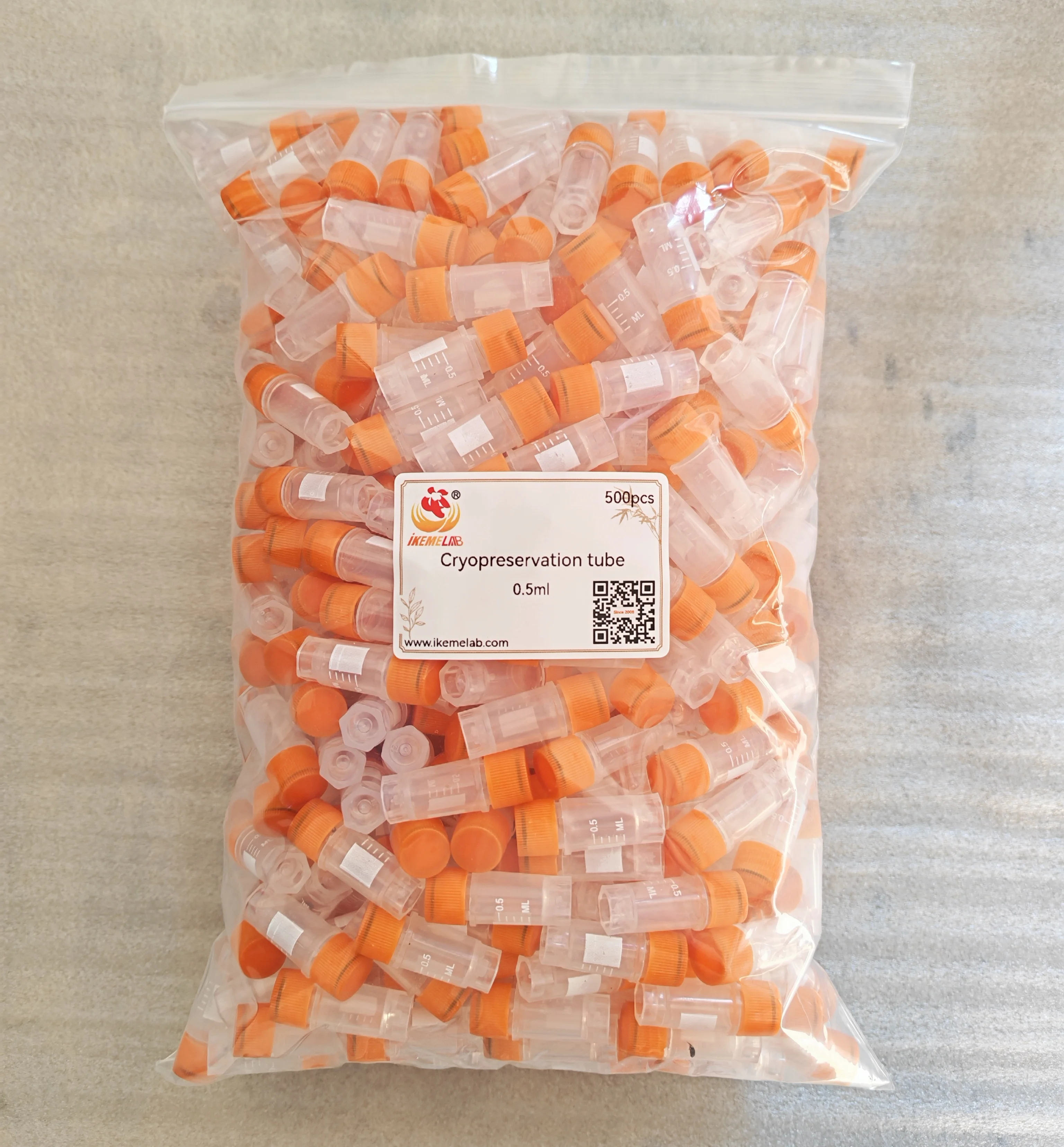 IKEME 500Pcs 0.5ml Freezing Cryo Vial Tube Cryovial Plastic Cryogenic Vial Laboratory Cryopreservation Tube