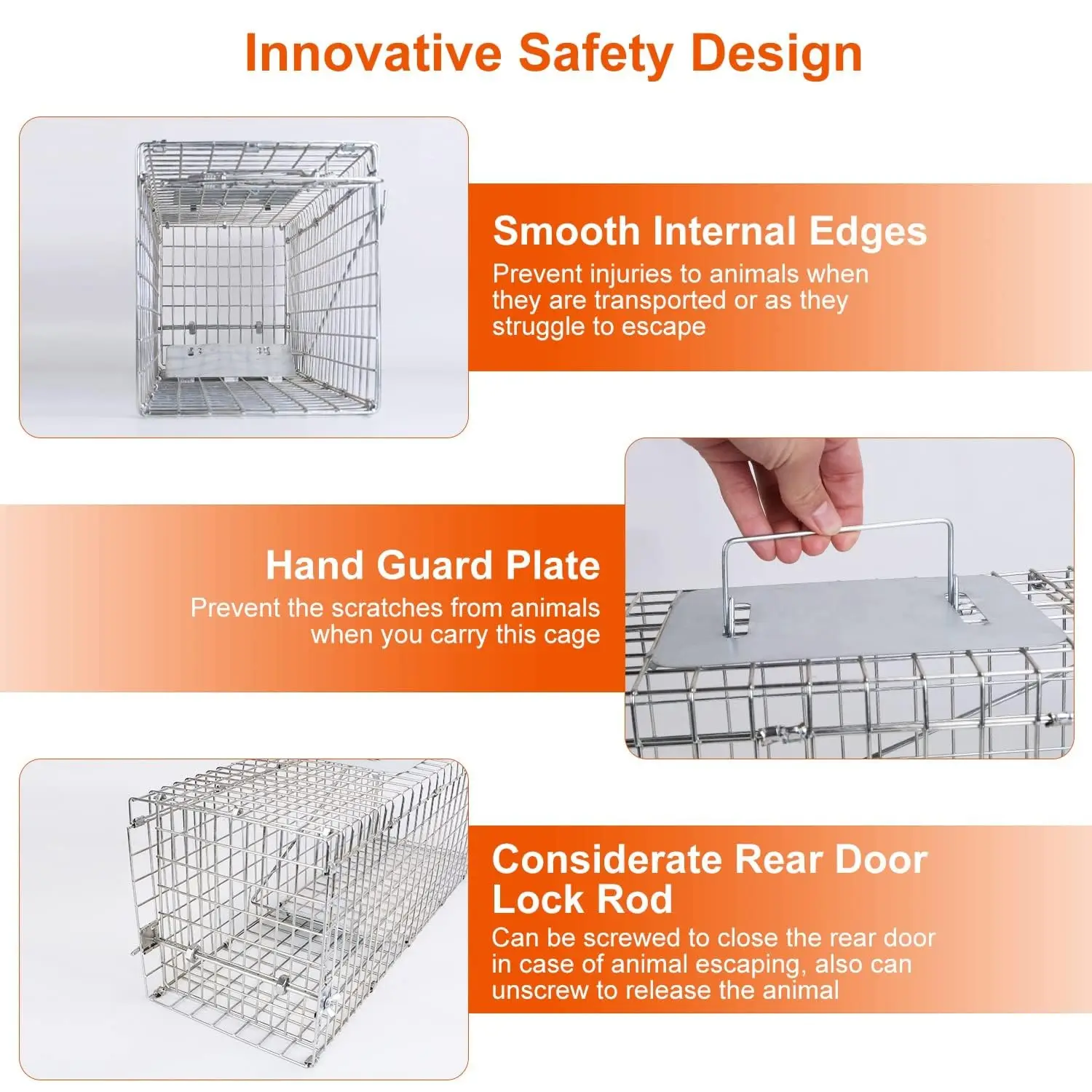 Humane Live Animal Trap 1-Door Solid Steel Catch Release Cage for Raccoons, Rabbits, Stray Cats, Squirrels, Groundhogs, Opossums view 2