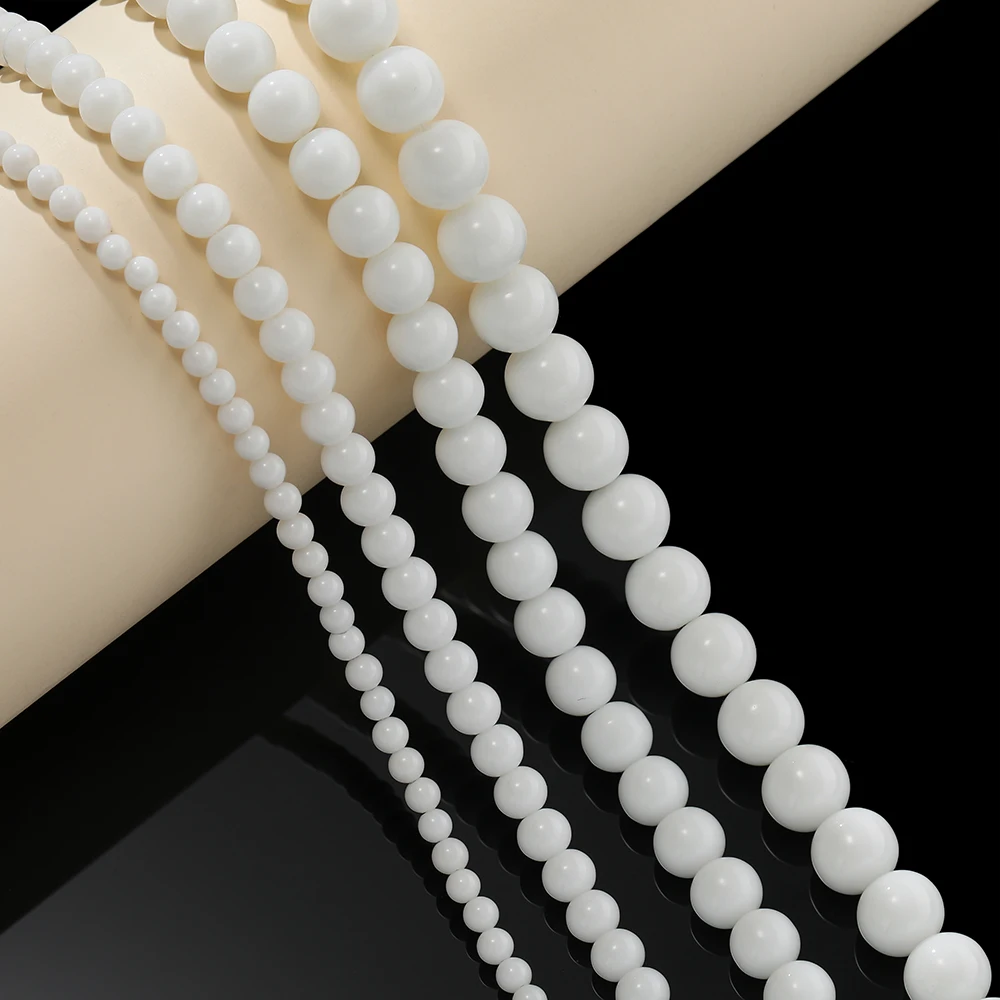 

1Strand 4/6/8/10mm White Ceramic Beads Round Loose Spacer Bead for Necklace Bracelet DIY Jewelry Making Accessories Supplies
