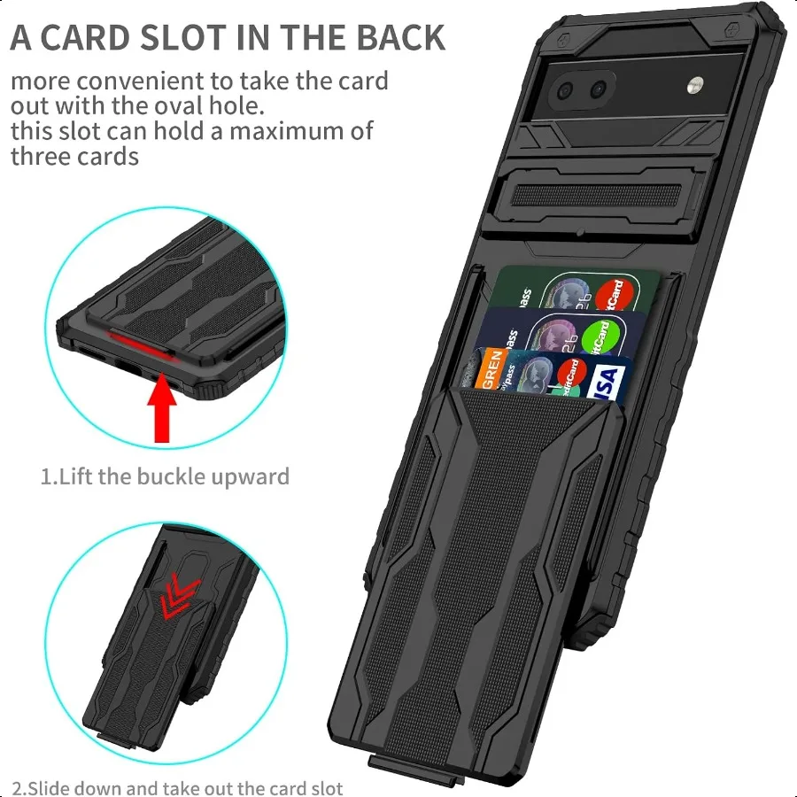 حافظة هاتف Asuwish لهاتف Google Pixel 6A 5G 2022 مع غطاء واقي للشاشة من الزجاج المقسى وحامل بطاقات الائتمان النحيف Hyb