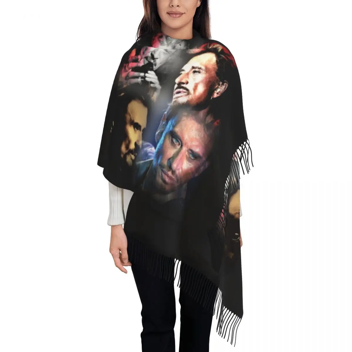 

Outdoor Scarf Winter Retro Rock Shawl Wrap Johnny Hallyday Custom Bufanda Women Popular Head Scarves