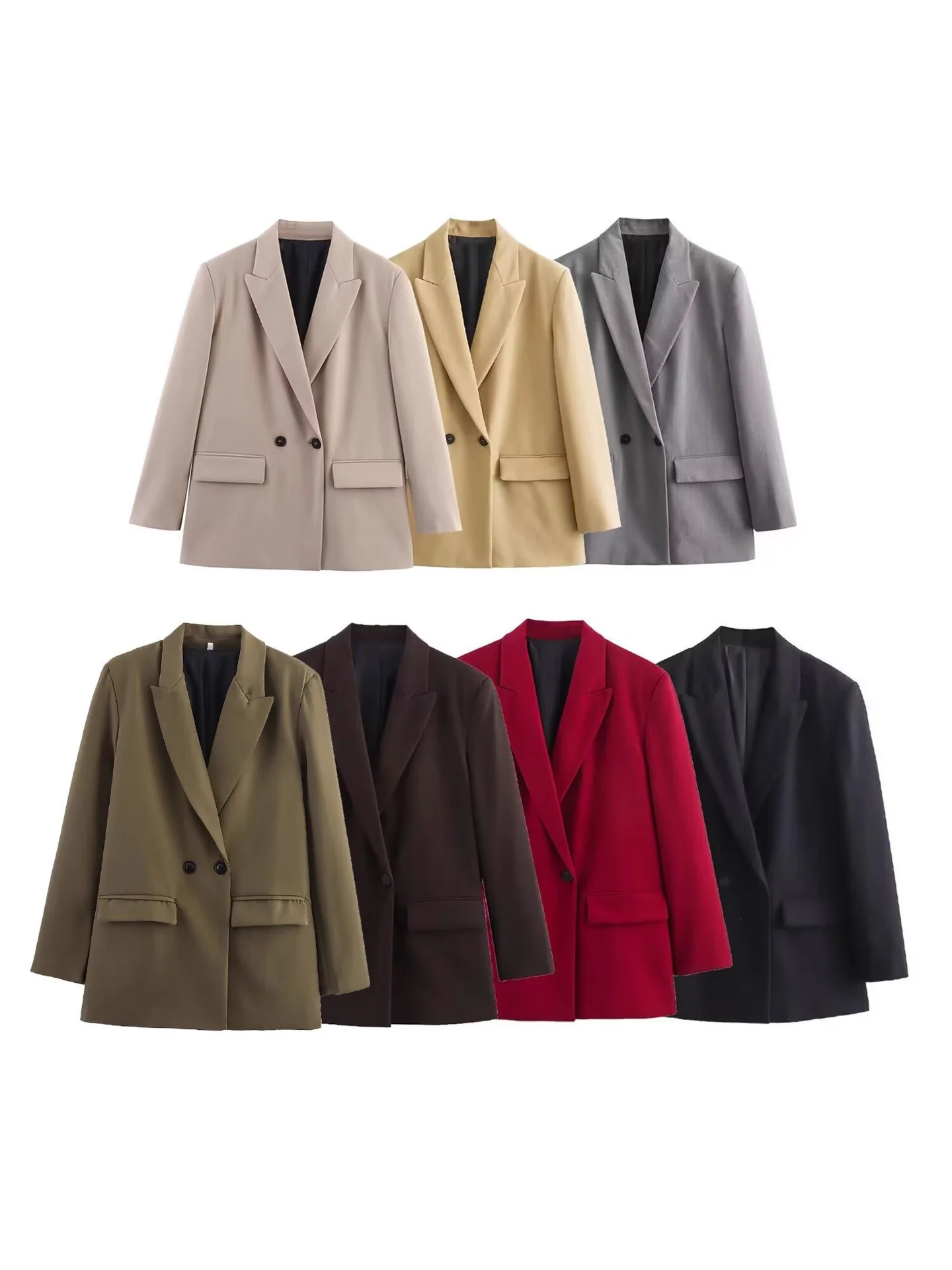 

Женский костюм-пиджак свободного кроя, однотонный, с отложным воротником, на двух пуговицах, весна-осень 2026, новая коллекция, модный женский пиджак свободного кроя