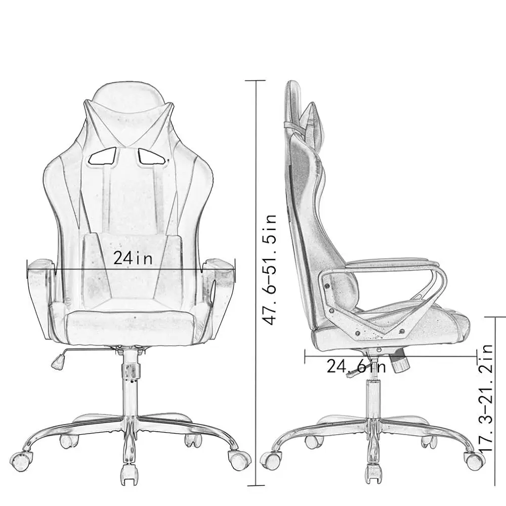 Ergonomic Office Chair Desk Gaming Chair Pc Racing Chair High Ba Executive Recliner Backrest And Seat Height Adjustable Swivel