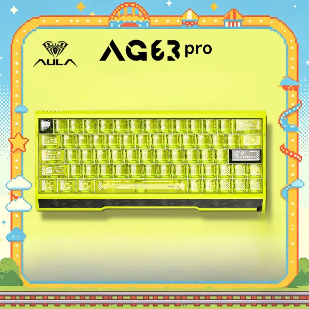 Teclado Mecânico Gamer Aula AG63 com Switches Magnéticos, Totalmente em Alumínio, Com Fio, Baixa Latência RT0.001mm, RGB, Hot Swap - Acessório Essenci