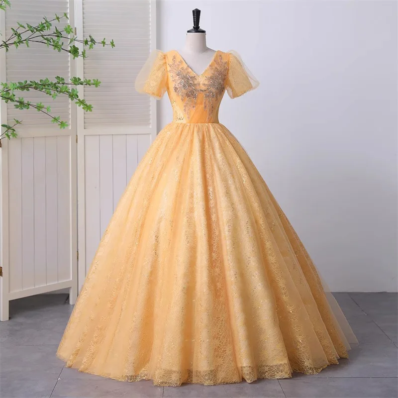 

Sparkly Sequined Lace Quinceanera Dresses Short Sleeves Elegant Applique Lace-up Prom Party Gown Vestidos De 15 Quinceañera 2024