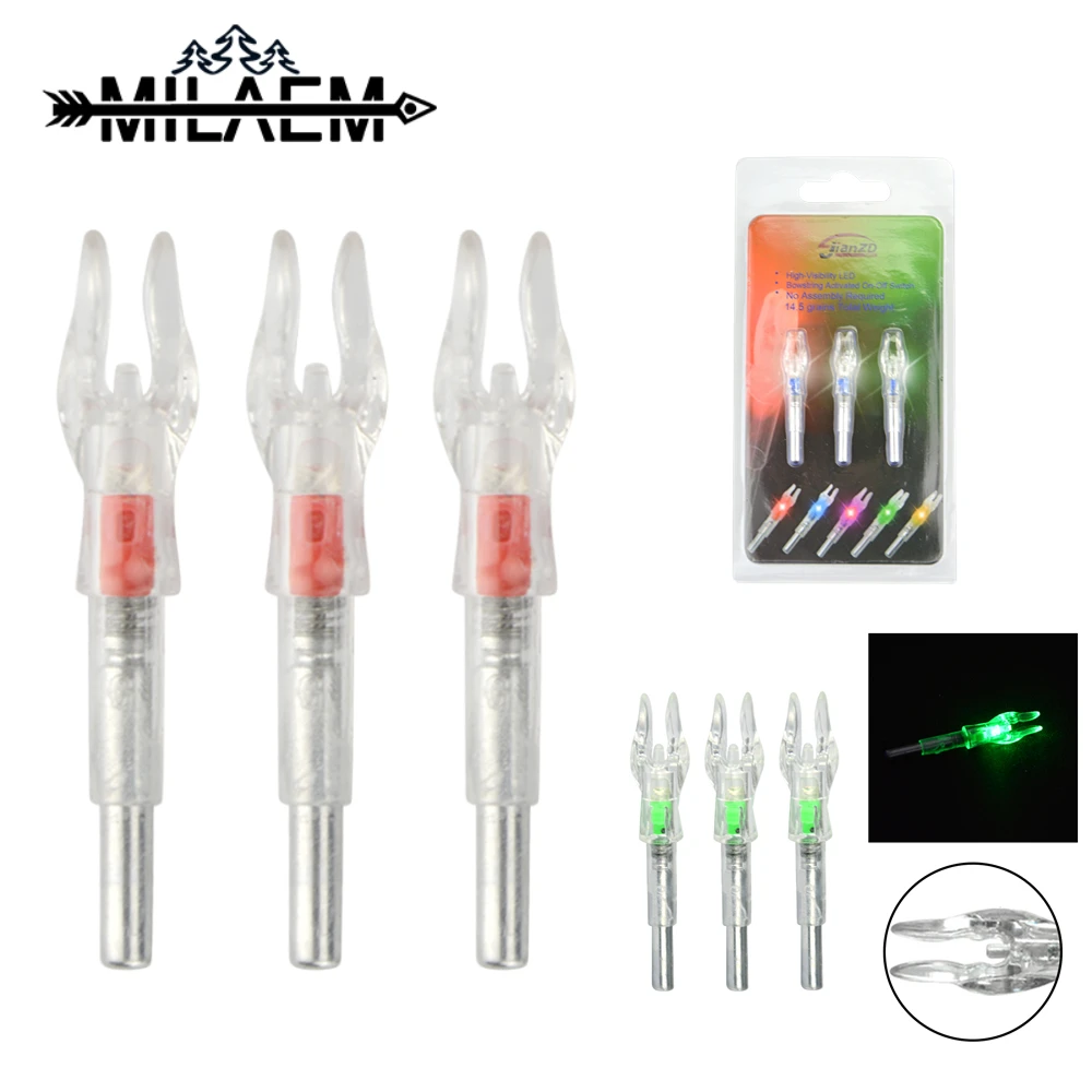 

3 pcs Archery Arrow Nock ID 4.2mm Universal Arrow Shaft Automatical Released-activated Led Lighted Nock Tail Hunting Accessories