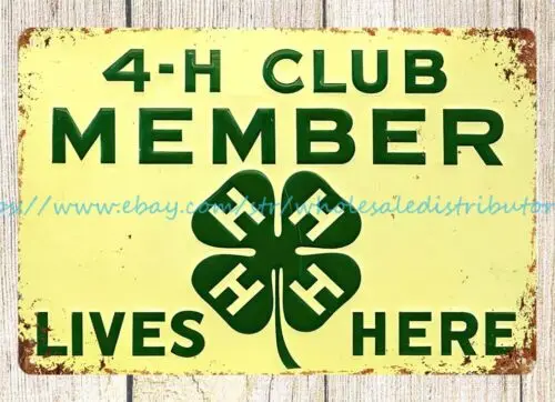 4-h club member lives here farm house decor metal tin sign accent wall ideas