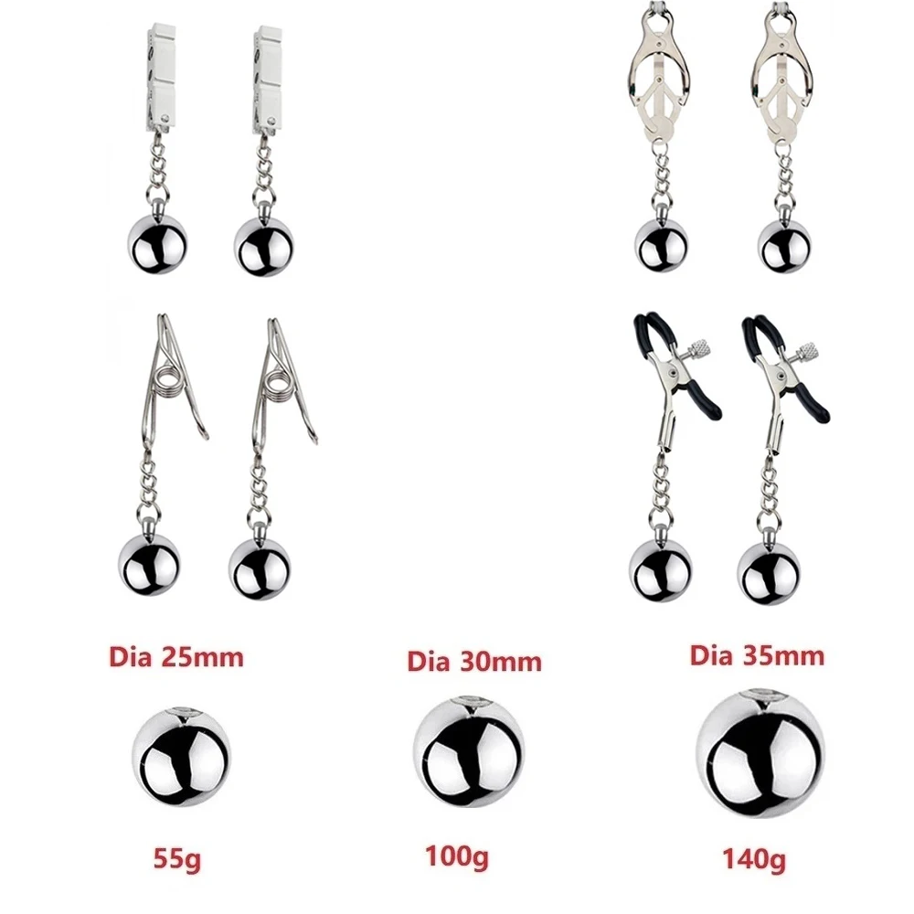 Heavy Nipple Clamp Clips Weight Slave Stimulator Metal Nipple Clips With Ball Weight Breast Bondage Restraint Sex Toy Woman - Image 6