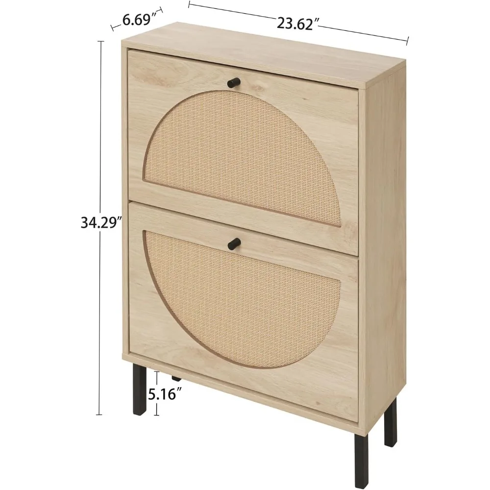 Arattan Shoe Cabinet with Two Flip Drawers, ANarrow Hidden Entrance Corridor and An Independent Shoe Rack, Shoe Cabinet image 5