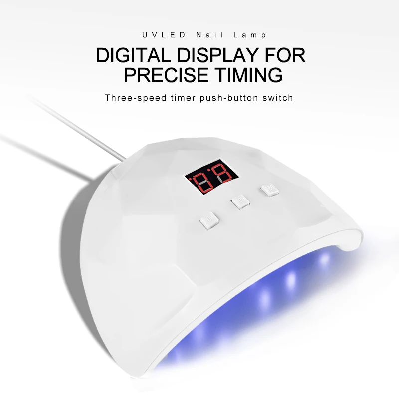 Lampa UV do utwardzania paznokci - 3 ustawienia czasowe + automatyczne wykrywanie, utwardzanie żelu do użytku domowego i salonu