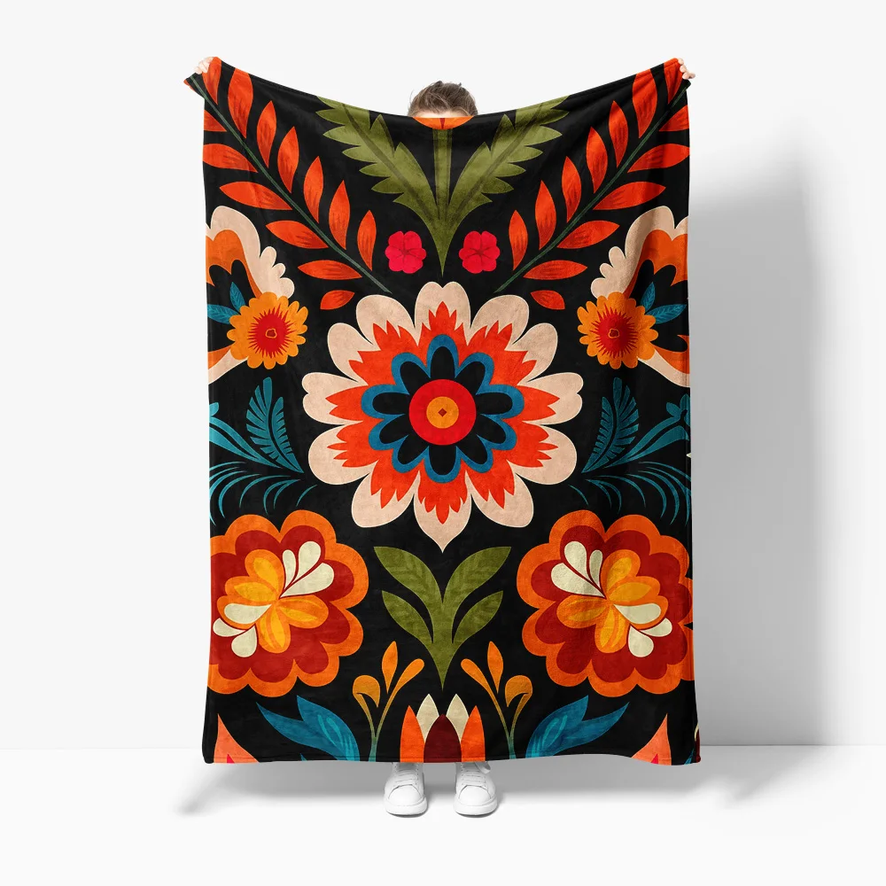 

Яркое одеяло с цветочным этническим узором, мягкое, теплое, уютное, диван-кровать, декоративный подарок