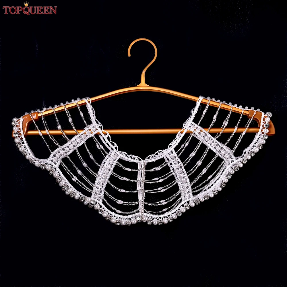 

TOPQUEEN стразы жемчужный Топ накидка женское Болеро Короткое свадебное платье шаль пиджак для невесты Свадебный ремешок ручной работы завод бусин