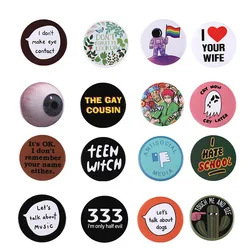 2023 Fashion Round Tinning Badge English Alphabet Animal Cartoon Character Modelling Brooch Jewelry Gift Wholesale