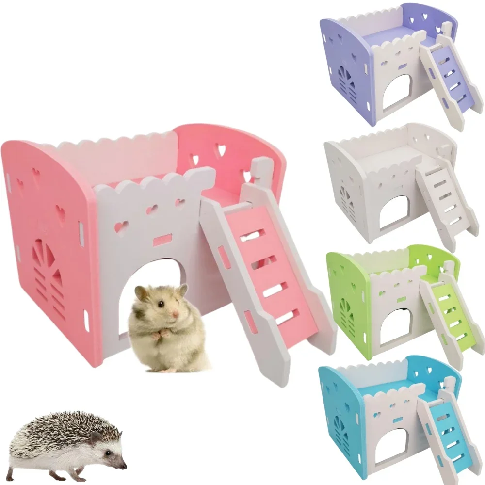 Hamster Cage Wooden Small Villa Small Nest Solid Wood Small House Hamster Sleeping Nest Hide Out Quail Rutin Guinea Pig House