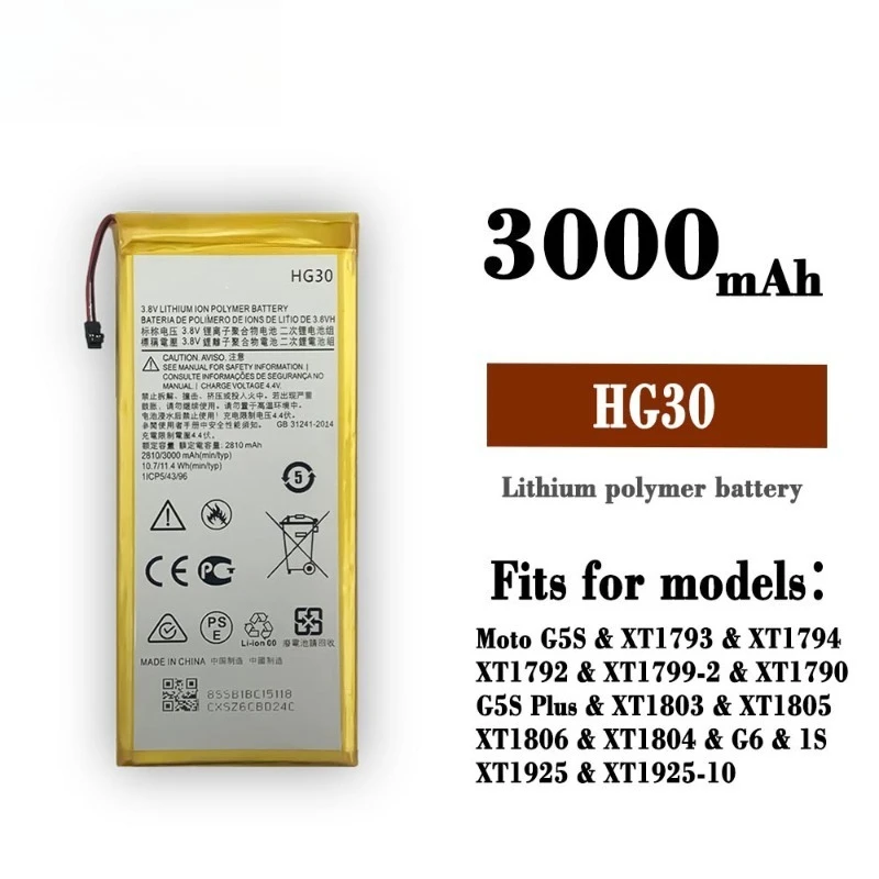 New 3000mAh HG30 Mobile Phone Battery for Motorola G5s Plus XT1791 XT1792 XT1793 XT1794 XT1795 XT1805 XT1803 XT1804 XT1806