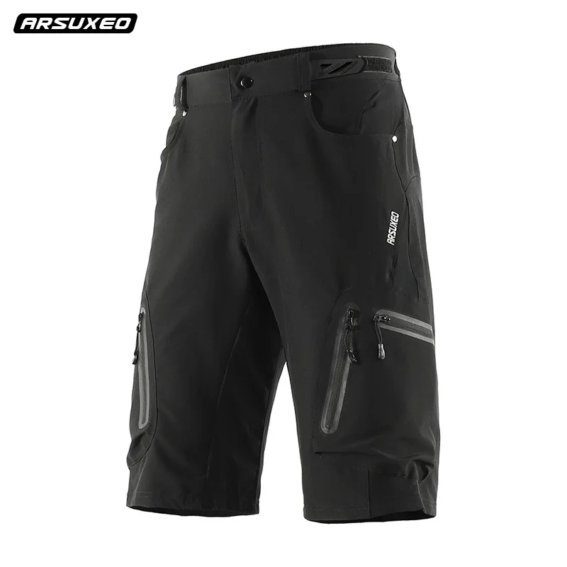Professional downhill mountain bike riding 5-point men's cycling shorts ARSUXEO outdoor mountain climbing shorts N1202 black