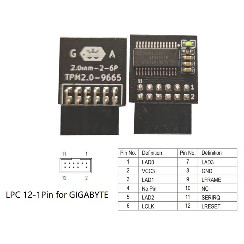 LPC TPM 2.0 Encryption Security Module Remote Card TPM2.0 Module Board For Windows 11