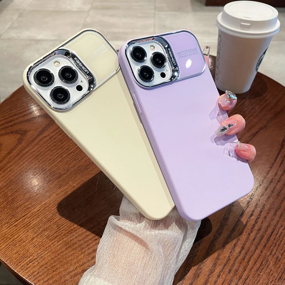 New Soft silicone phone case iphone 15,14,13,12,11, Pro Max caramel color, shockproof, large window protection, lens phone case