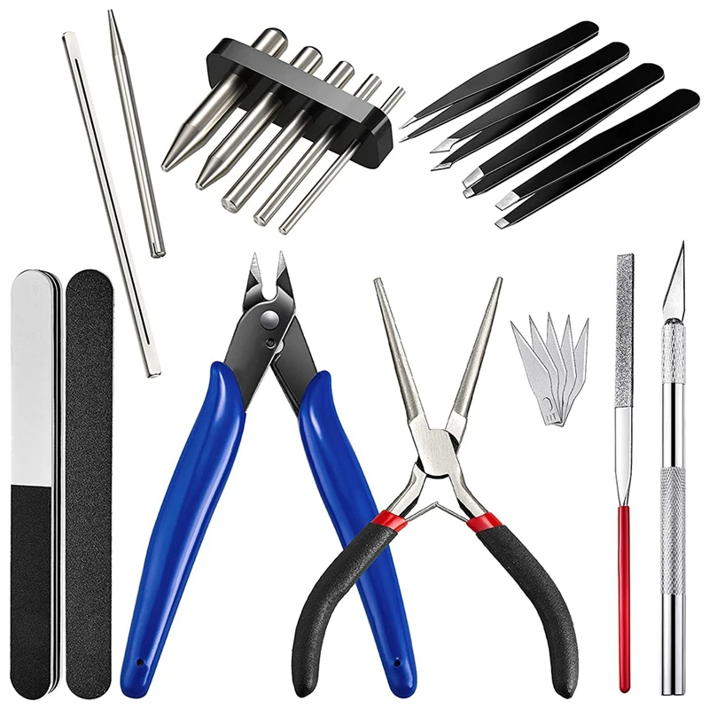 

17 Pieces Metal Puzzle Tool Set Tool DIY Metal Model Kits Tools Tab Edge Cylinder Cone Shape Bending Assist Tools-Drop Ship