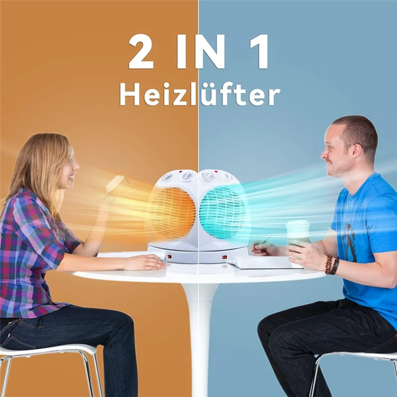 휴대용 히터 에너지 절약형, 2000W, 120 °   2가지 열 설정, 조절 가능한 온도 조절 장치, EU 플러그를 갖춘 휴대용 팬 히터