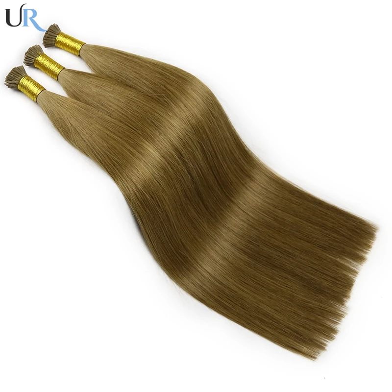 I Tip Human Hair Extensions Remy Hair 1.2cm Keratin Natural Hair Extension Nail Bond Capsule Straight Hair 50/100 Strands