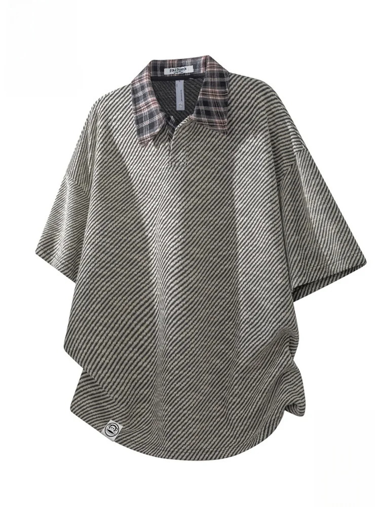 

Мужская летняя тонкая футболка с коротким рукавом, повседневная, с клетчатым воротником, удобная, свободного кроя, из смесового полиэстера и хлопка