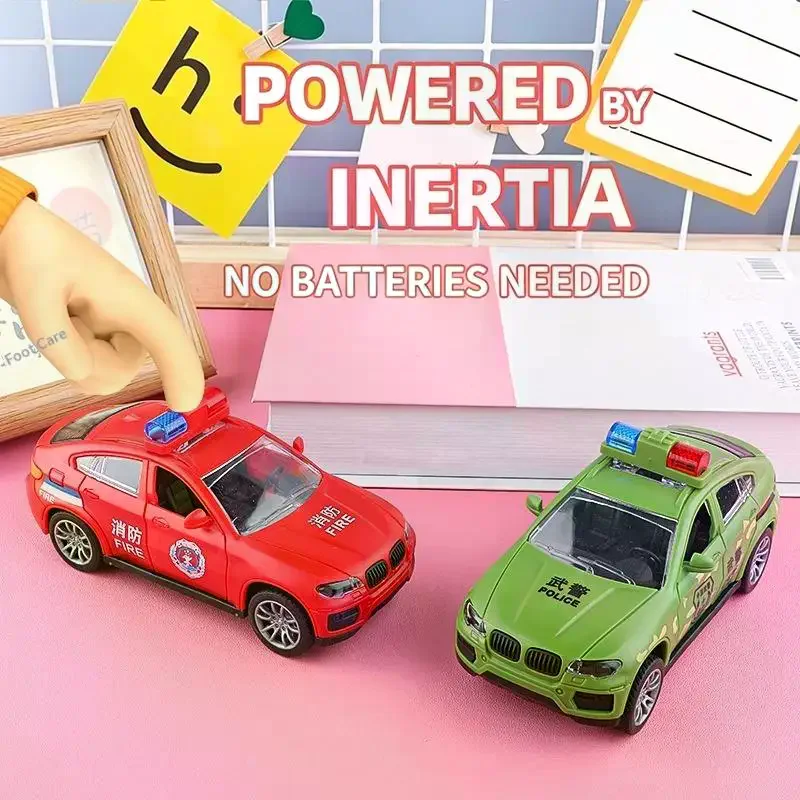 Inertia City Service Police Car Toy, Drop-Resistant Openable Door Toy for Kids Birthday Gifts