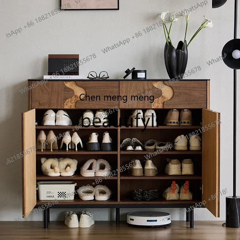 

2003Medieval shoe cabinet, living room wall locker, household black walnut storage cabinet