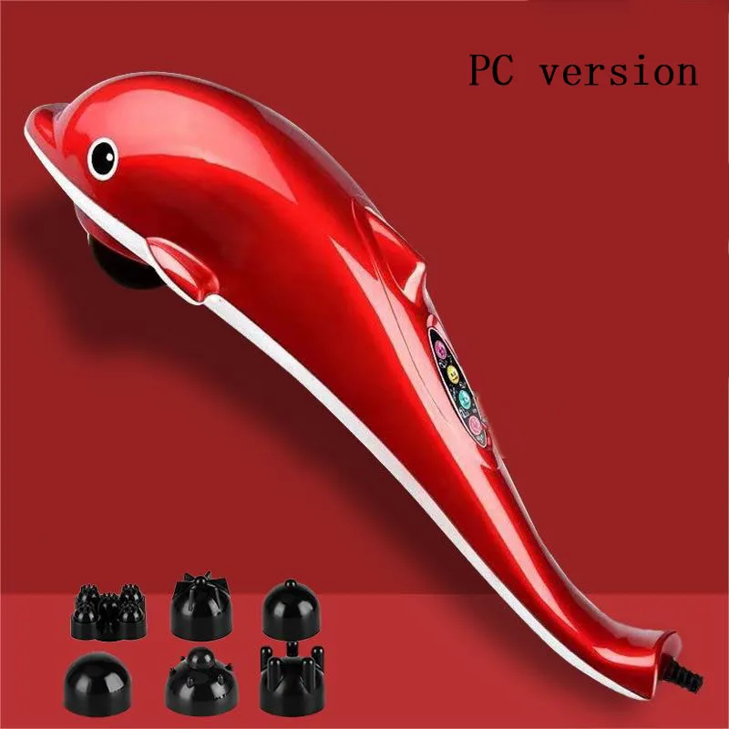 Multifunctional electric dolphin massager with hammer type infrared heat pressing rod roller cervical spine massage