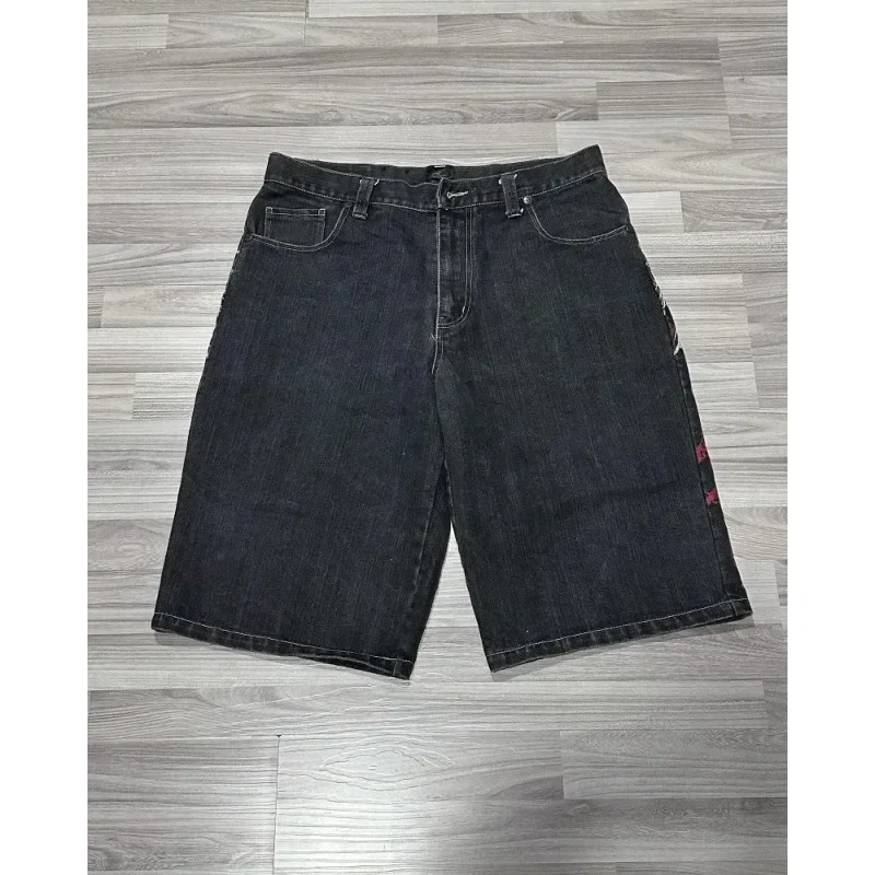 Y2k baggy shorts das mulheres nova asa bordado denim shorts vintage harajuku hip hop gótico punk calças de perna larga rua wear