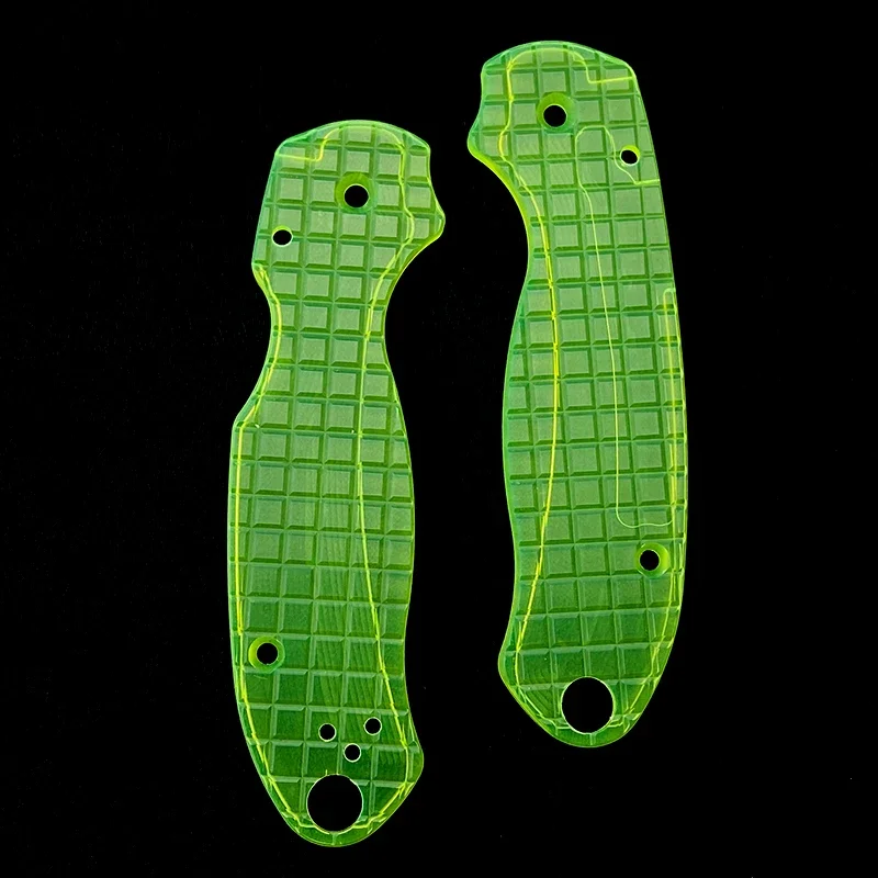 3 Type 1 Pair Green Transparent Acrylic Knife Handle Scales for Spyderco C223 Para3 Knives