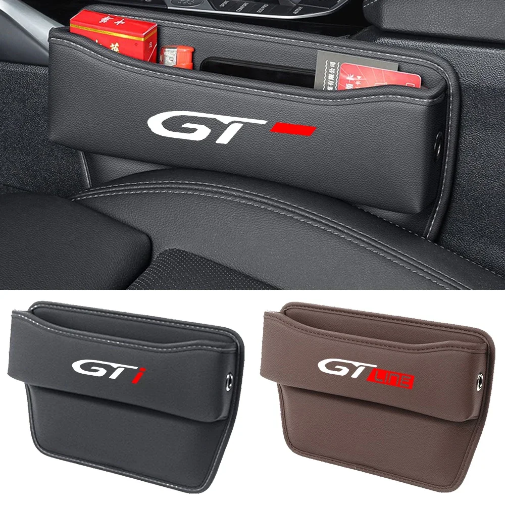 Multifunction Car Seat Gap Storage Box Leather Storage Box for Peugeot GT line gtline 207 306 407 508 2008 3008 4007 5008