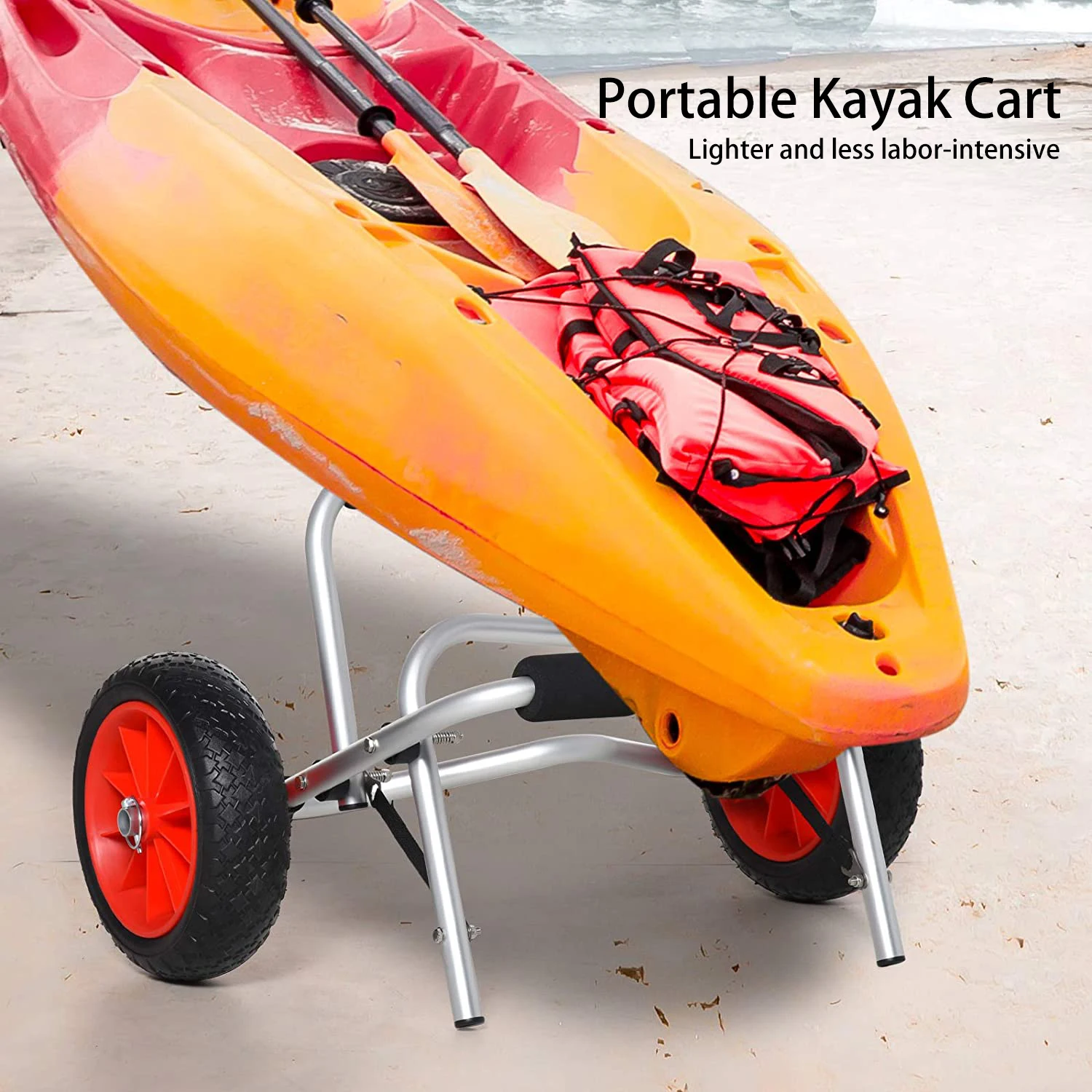 Foldable Kayak Trolley with Airless Tires Portable Kayak Cart for Canoe Lightweight Kayak Carrier for Paddleboards and Jon Boats