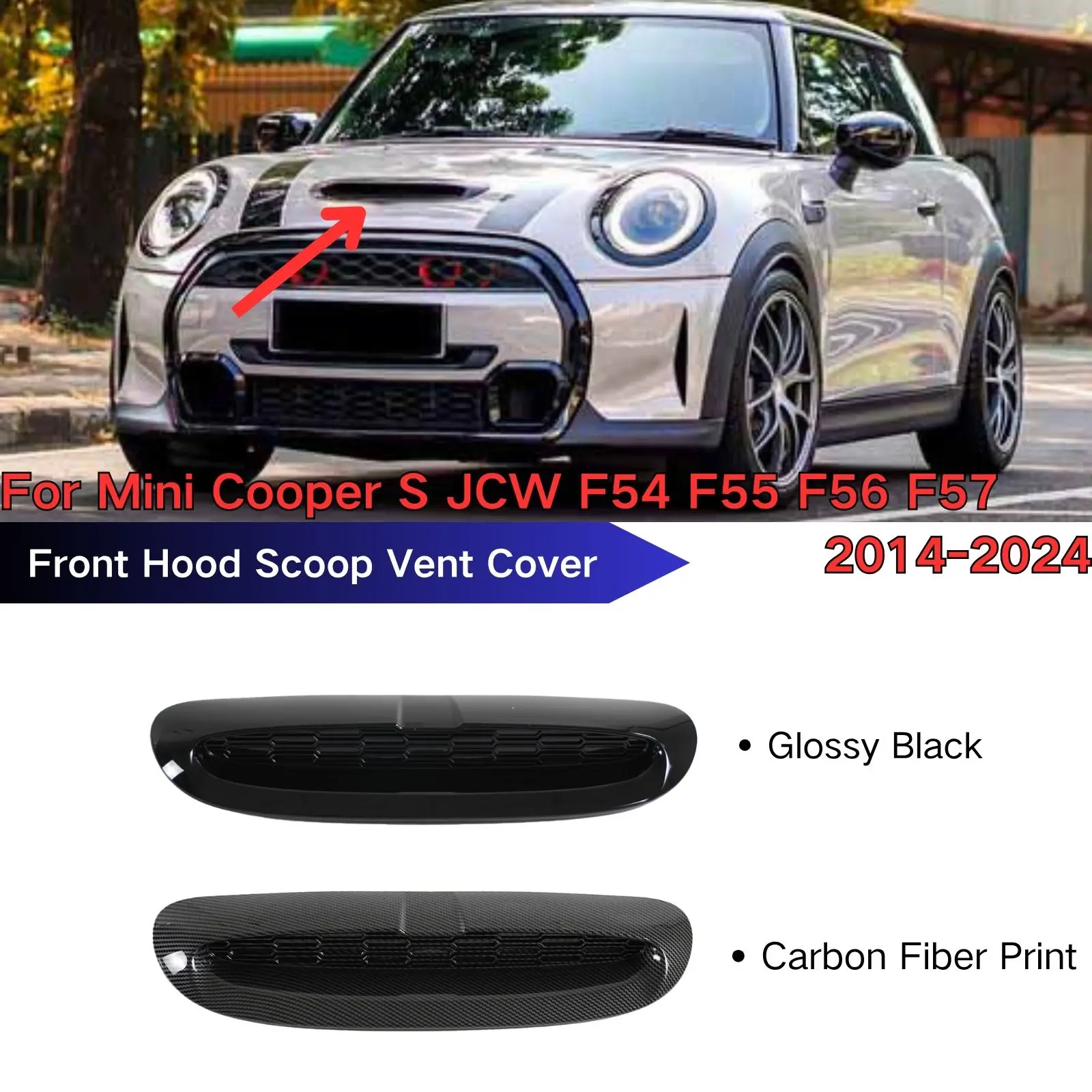 الجبهة هود مغرفة غطاء فتحة التهوية ل 2014-2024 ميني كوبر S JCW F54 F55 F56 F57 طقم الجسم ABS البلاستيك ألياف الكربون طباعة استبدال