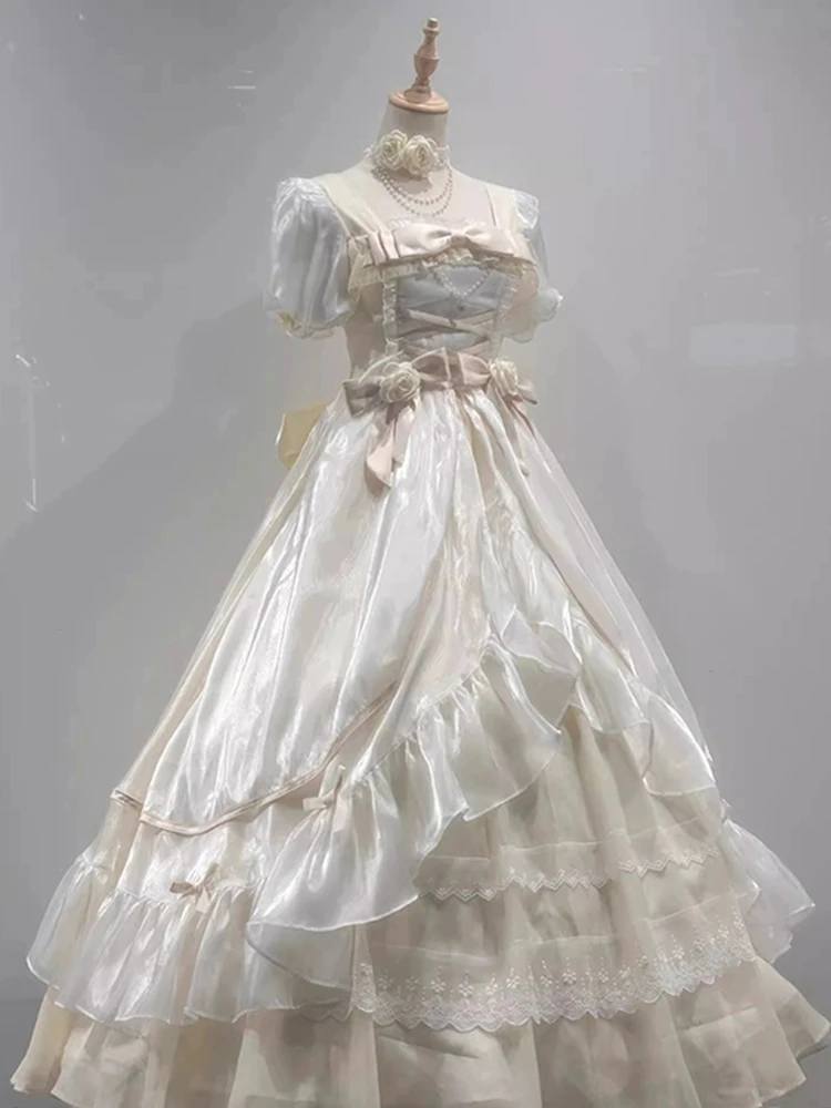 

Adult Ceremony Dress Large Flower Bride Lolita Dress Elegant Fleeing Tulle Princess Skirt Commute Style High Waist ...