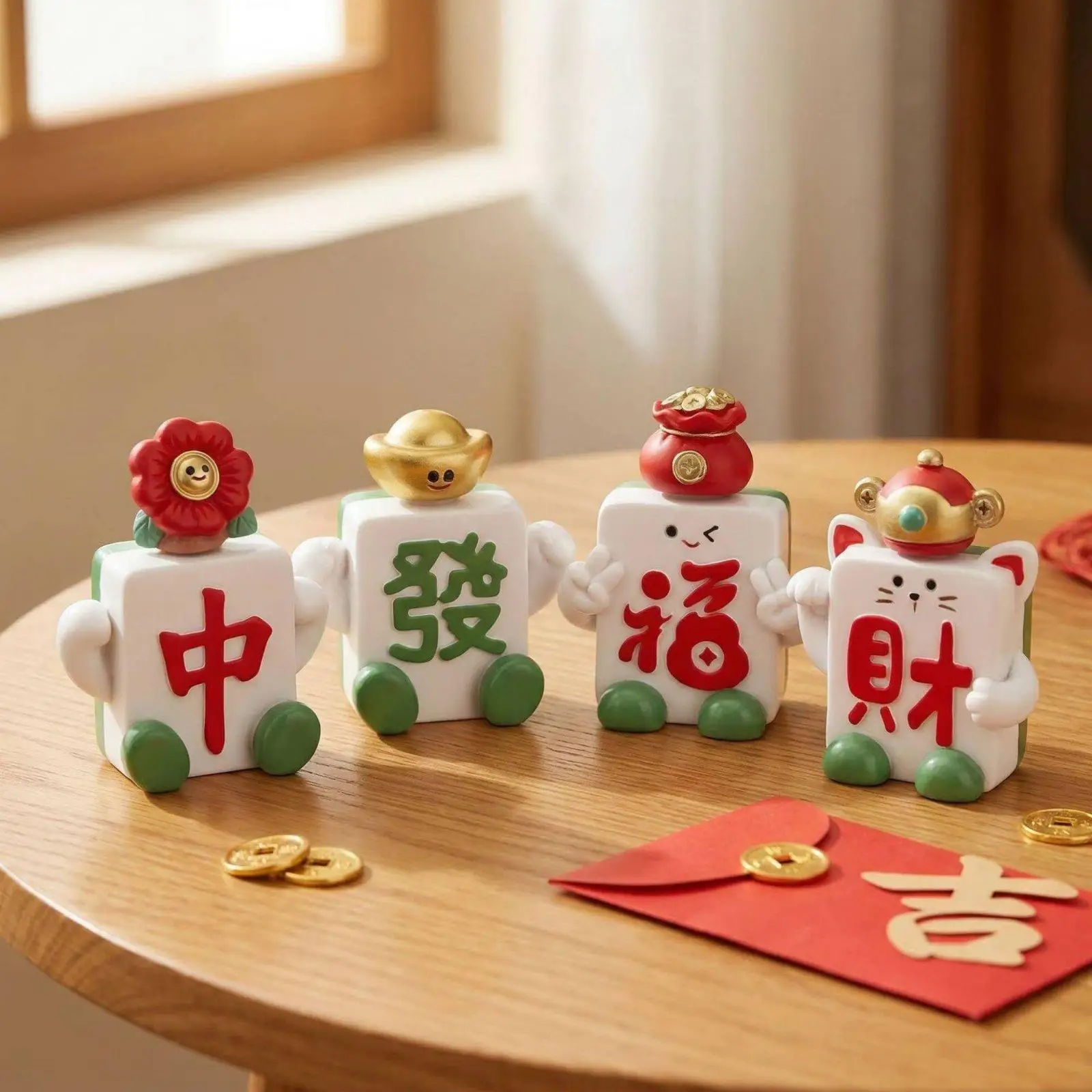 Rotating Mahjong Ornament Creative Gift Fortunate Character Bobblehead