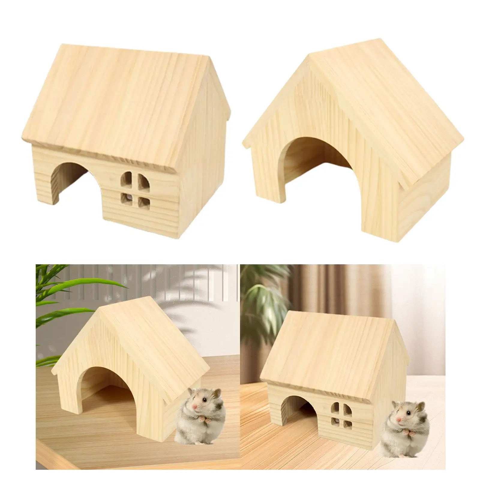 Casa de madera para hámster, cabina oculta, casa para mascotas, hábitat de madera para mascotas, suministros de decoración para ratones, hámster, Chinchilla, Lemmings, rata