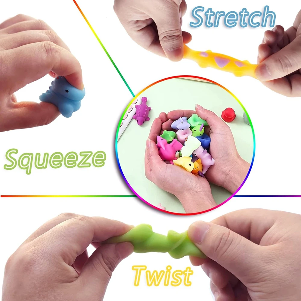 12/36PCS Mochi Squishy Toys Kawaii Party Favors Mini Fidget Toys Dinosaur Animal Stress Relief Squishies for Classroom Prize Gif