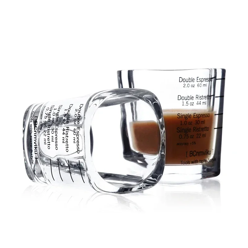 Glasses Square Shot Cup with Scale 60ml Espresso Ounce Baking Measuring Double Metering Coffee Supplies Latte Trumpet Espresso