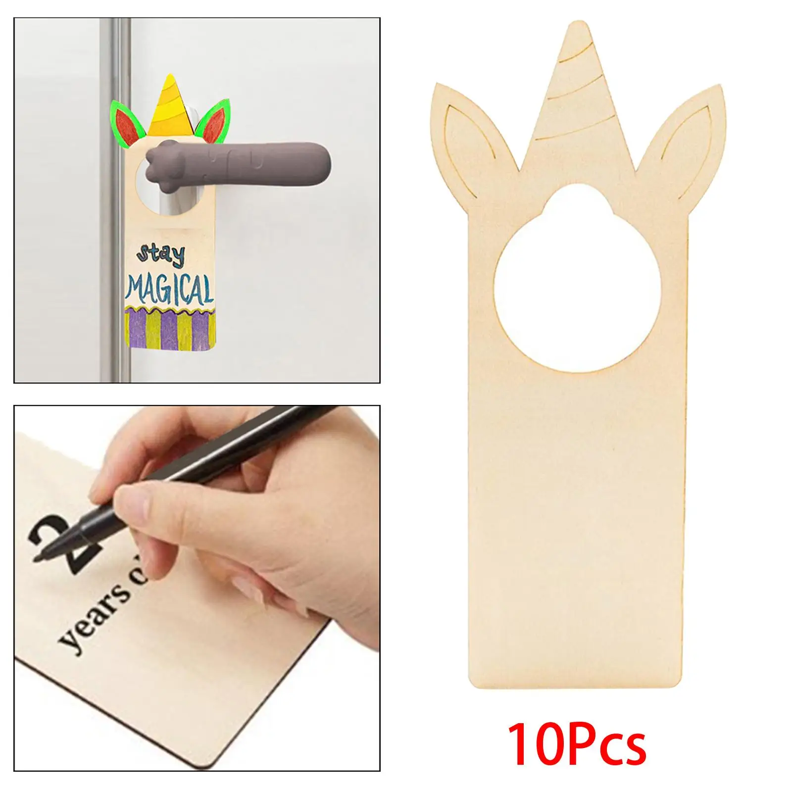 10Pcs Unfinished Wooden Door Knob Hangers Door Hanging Tags for DIY Craft