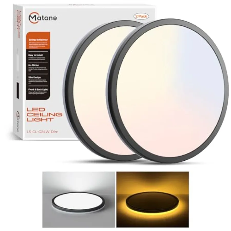 

LED Flush Mount Ceilg Lights with Night Light, 24W Dimmable Ceiling Light Fixture 3000K/4000K/5000K Selectable, Flushmount Ligh