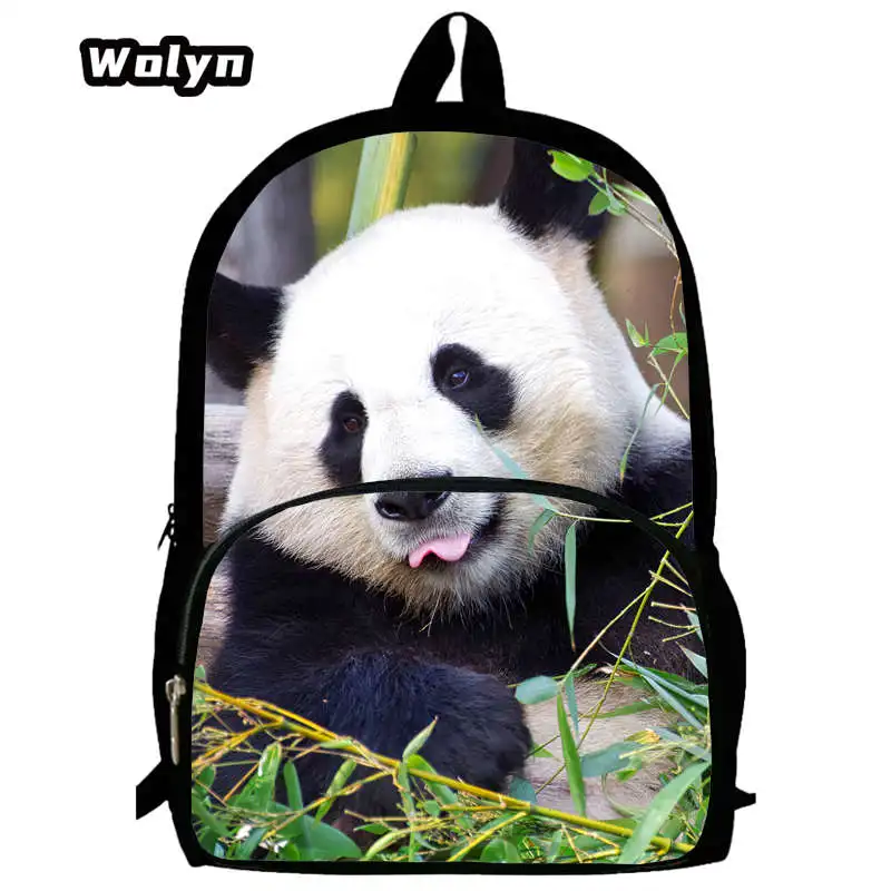 Mochila escolar de dibujos animados para niños y niñas, morral con estampado de animales grandes, Panda 3D, grado 1-3