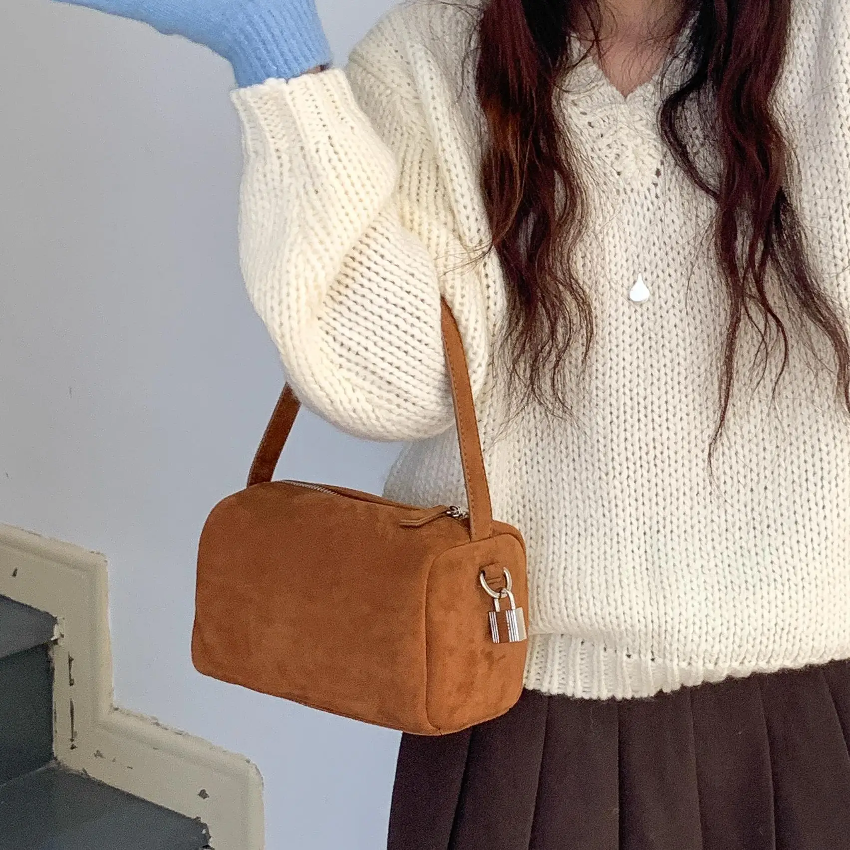 

Fashion Faux Suede Box Bags for Women Handbags and Purses Luxury Designer Shoulder Bag NEW Small Clutch Pillow Bags Female Flap