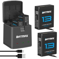 Batmax 2100mAh Battery + 3-Slots Box charger for Original GoPro Hero 13 Black camera Accessories