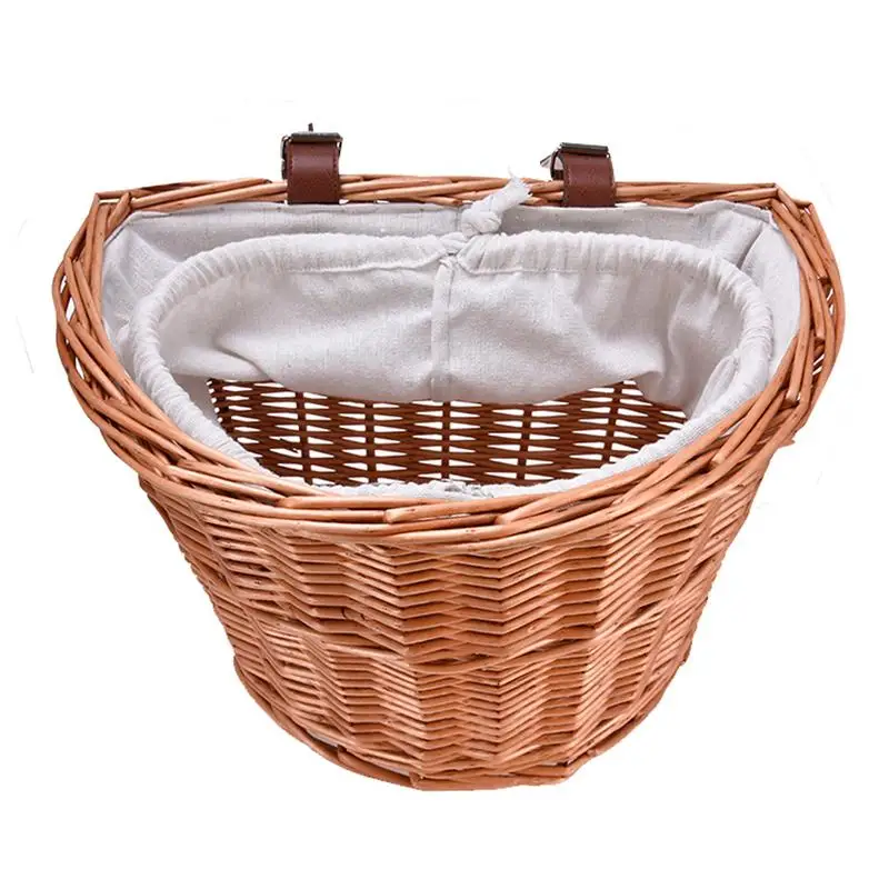 Front Handlebar Wicker Bicycle Basket Bicycles Wicker Woven Toto Basket Large Capacity Bike Basket For Adult And Kids Waterproof