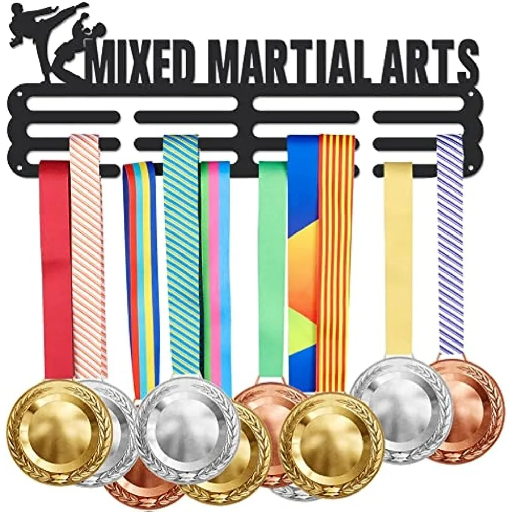 Mixed Martial Arts MMA Medal Medal Hook Display Wall Rack Frame Shelf Awards Ribbon Holder Display Rack for 60 Medals Athlete