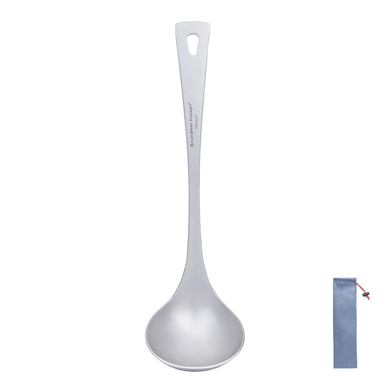 

Titanium Ladle Camping Tableware Resuable Round Soup Spoon for Home Travel Hiking Cotton belt ring Hammock straps Yoga stretch