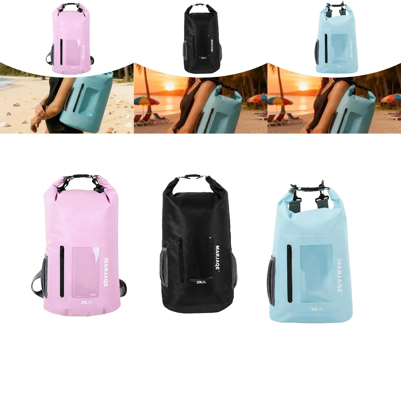 Bolsa seca impermeable, cierres herméticos enrollables, mochila de almacenamiento en seco versátil, ligera para nadar, playa, Camping, Rafting