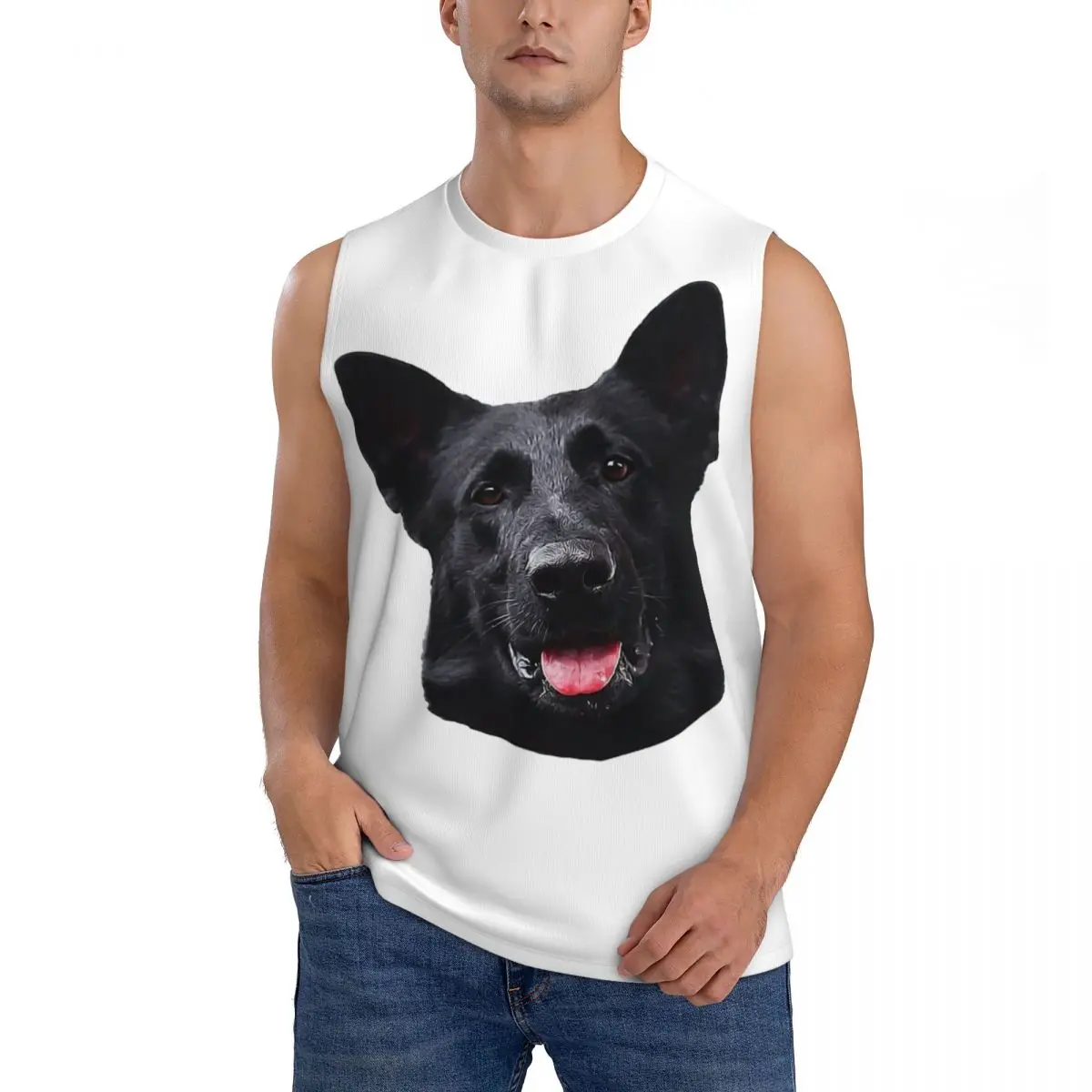 Black German Shepherd Dog - Stunning Men Sleeveless Tank Tops Quick Dry Breathable Gym Fitness Running Summer Casual Sport Vest