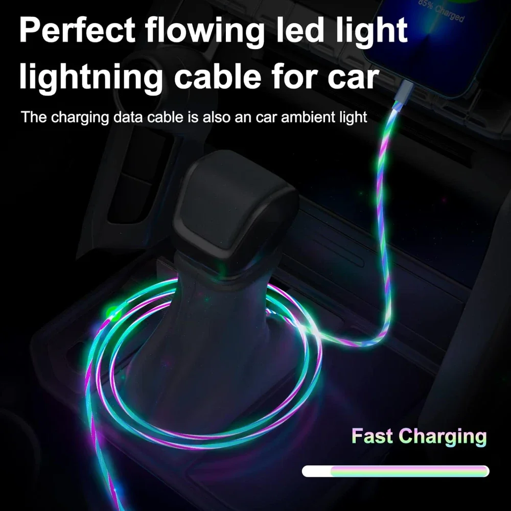 USB-C-Kabel, schnelles Laden, 60 W, Typ C auf Typ C, leuchtendes LED-Ladekabel für iPhone 15 Pro Max, Samsung S24, OPPO VIVO Xiaomi